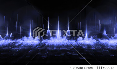 Abstract geometric punk rock sound wave HD pattern wallpaper with neon green lighting, AI Generated. 111399048
