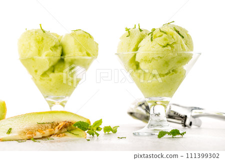 Melon flavored ice-cream 111399302