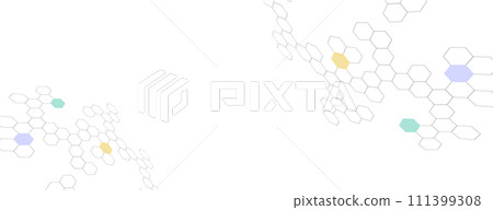 Hexagonal geometric pattern on white background, digital network image Hexagonal geometric pattern on white background, digital network image 111399308