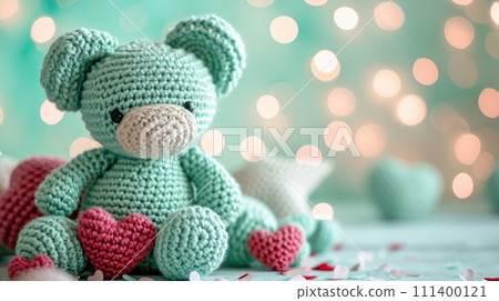 A Picture of a Crocheted Cute Bear, Ai Generated 111400121