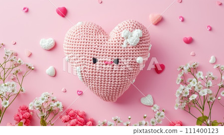 A Picture of a Crocheted Cute Heart, Ai Generated 111400123