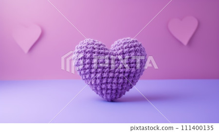 A Picture of a Crocheted Cute Heart, Ai Generated 111400135