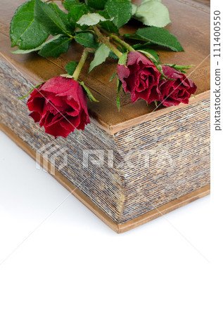 Red roses in a closed book Red roses in a closed book 111400550