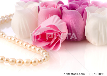 Soap roses and pearl necklace 111401093
