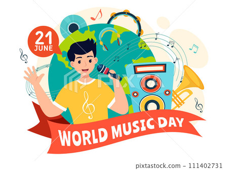 World Music Day Vector Illustration on 21 June with Various Musical Instruments and Notes in Flat Cartoon Background Design World Music Day Vector Illustration on 21 June with Various Musical Instruments and Notes in Flat Cartoon Background Design 111402731