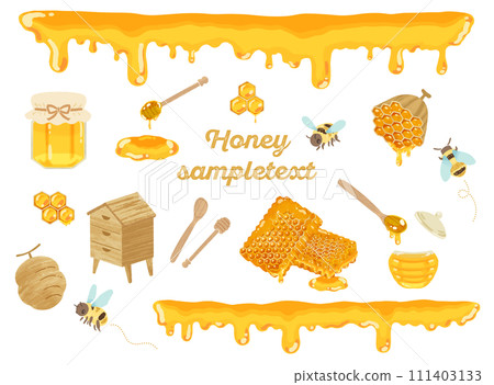 水彩風格_養蜂蜂蜜插畫素材集 水彩風格_養蜂蜂蜜插畫素材集 111403133