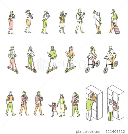 Inbound empty-handed sightseeing person set 111403312