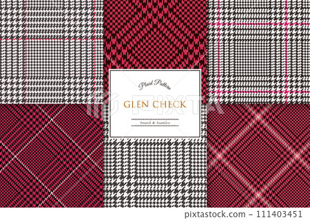 Glen check pattern collection red and gray Glen check pattern collection red and gray 111403451