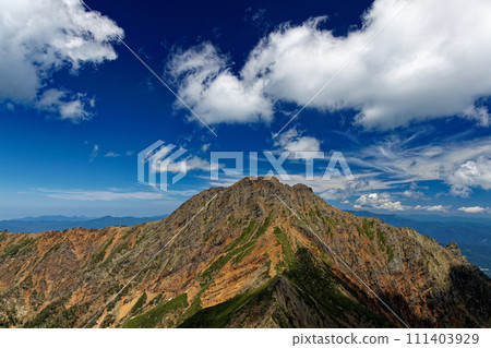 Akatake viewed from Yatsugatake mountains and Amitabha Akatake viewed from Yatsugatake mountains and Amitabha 111403929