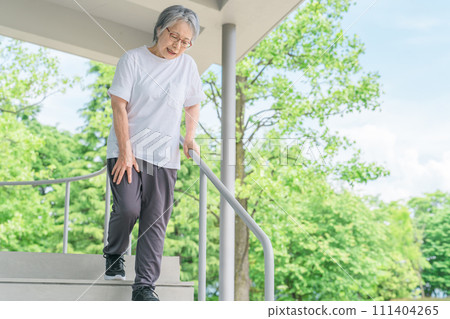 為康復關節痛和膝痛（運動、虛弱、肌肉減少症、骨質疏鬆症）而上下樓梯的老年婦女 111404265