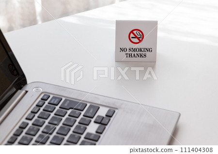 Non-smoking workspace with computer Non-smoking workspace with computer 111404308