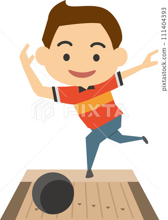 一名男性保齡球運動員的圖像插圖 111404393