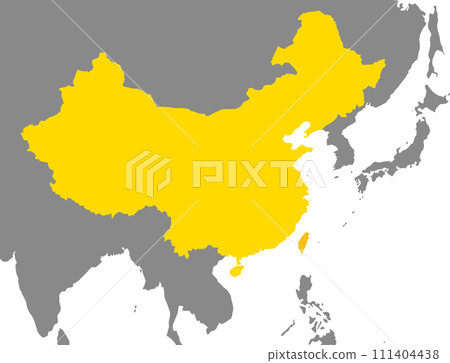Map of China and Taiwan, Japan and Eurasia, silhouette 111404438