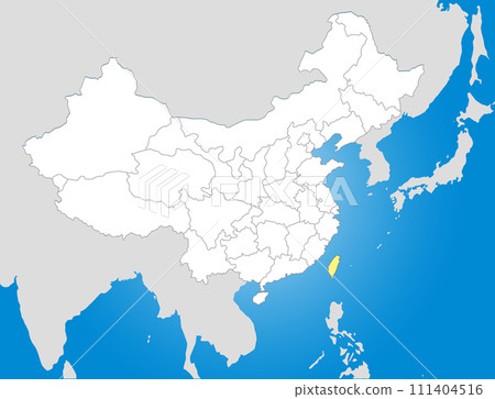 Taiwan issue, blank map of China and Taiwan, silhouette of Japan and the Eurasian continent Taiwan issue, blank map of China and Taiwan, silhouette of Japan and the Eurasian continent 111404516