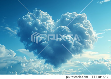 Message of spiritual love: Warmth conveyed by heart clouds AI image 22 111404867