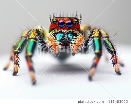 AI-generated content. Jumping spider's eyes up close - a marvel of nature's art. 111405033