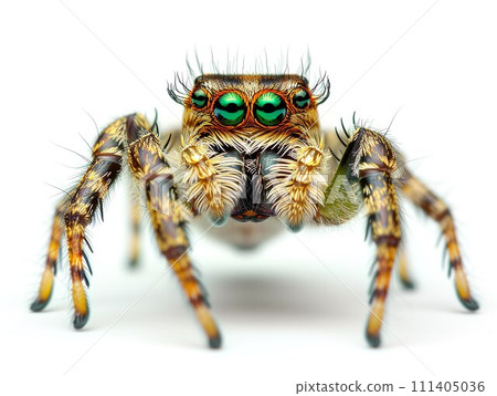 AI-generated content. Jumping spider's eyes up close - a marvel of nature's art. 111405036