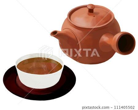 Teapot and hojicha 111405502