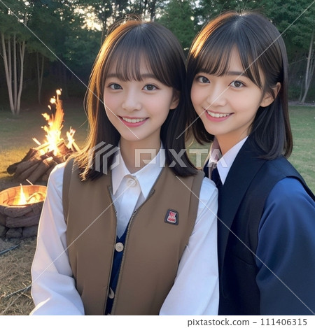 High school girl eating lunch at camp (Generative AI) High school girl eating lunch at camp (Generative AI) 111406315