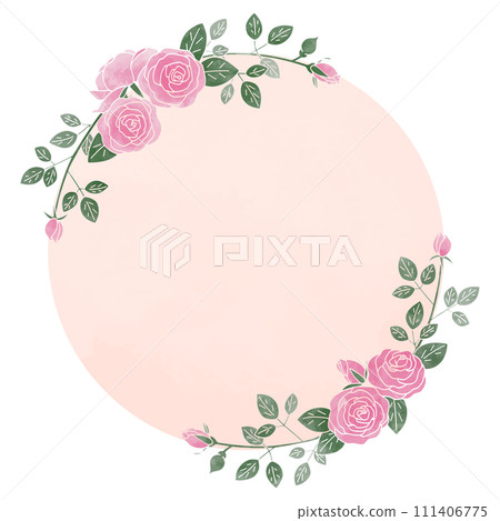 Rose watercolor frame, circular vector 111406775