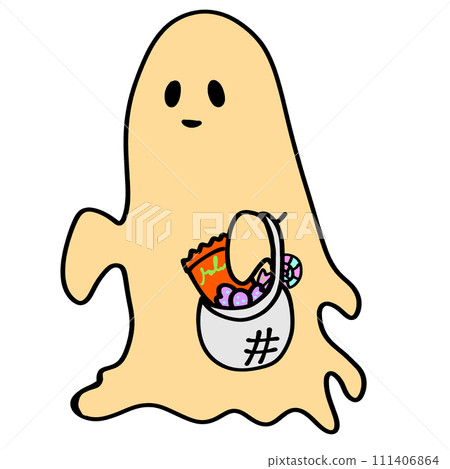 Illustration of a ghost that looks like it will give you lots of sweets 111406864