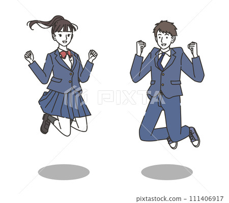 高中女生和高中男生跳躍 111406917