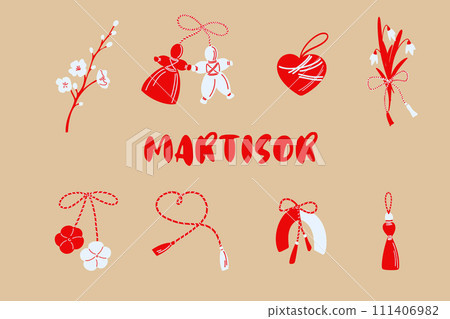 Martisor Themed Illustrations Collection symbols Martisor Themed Illustrations Collection symbols 111406982