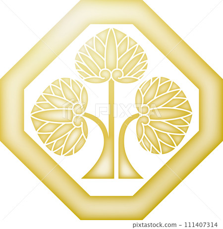 Family crest: Honda standing hollyhock on the cut corner [gold] 111407314