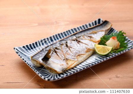 Grilled mackerel with salt Grilled mackerel with salt 111407630