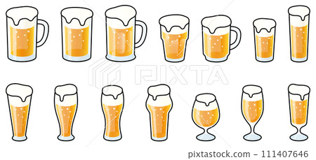 Beer, beer mug vector illustration set 111407646