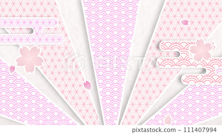 Japanese pattern and cherry blossom background 111407994