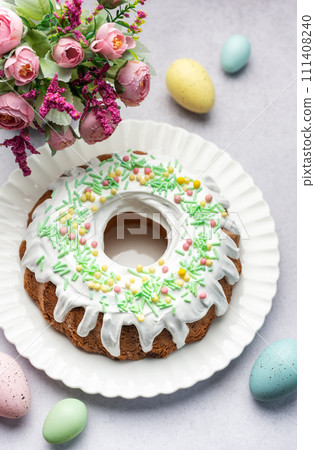 Easter Bundt Cake with Easter Eggs 111408240