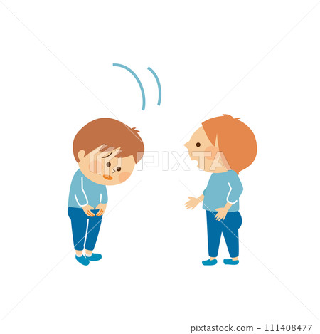 一個孩子道歉的可愛插圖 111408477