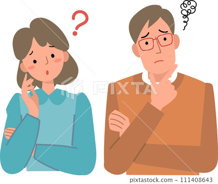 Worried couple's upper body 111408643