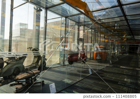 Exhibition of vintage scooters in the Vienna shopping center 111408805