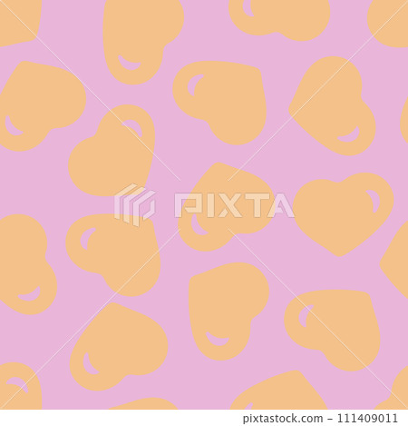 Hand Drawn Seamless Patterns with Hearts in Doodle Style. 111409011