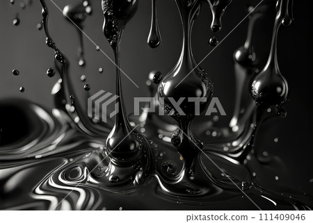 Black oil liquid - drops and splashes, abstract... - Stock Illustration ...