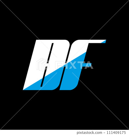 BF letter logo design on black background. BF creative initials letter logo concept. bf icon design. BF white and blue letter icon design on black background. B F 111409175