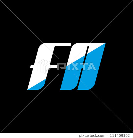 FA letter logo design on black background. FA creative initials letter logo concept. fa icon design. FA white and blue letter icon design on black background. F A 111409302