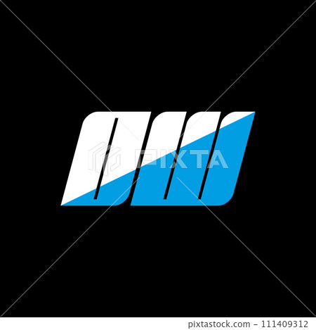 OW letter logo design on black background. OW creative initials letter logo concept. OW icon design. OW white and blue letter icon design on black background. O W 111409312