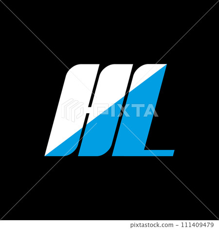 HL letter logo design on black background. HL creative initials letter logo concept. hl icon design. HL white and blue letter icon design on black background. H L 111409479
