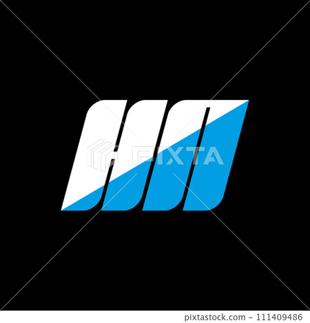 HN letter logo design on black background. HN creative initials letter logo concept. hn icon design. HM white and blue letter icon design on black background. H N 111409486