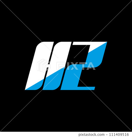 HZ letter logo design on black background. HZ creative initials letter logo concept. hz icon design. HZ white and blue letter icon design on black background. H Z HZ letter logo design on black background. HZ creative initials letter logo concept. hz icon design. HZ white and blue letter icon design on black background. H Z 111409516