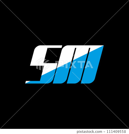 SM letter logo design on black background. SM creative initials letter logo concept. SM icon design. SM white and blue letter icon design on black background. S M 111409558