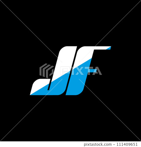 JF letter logo design on black background. JF creative initials letter logo concept. jf icon design. JF white and blue letter icon design on black background. J F JF letter logo design on black background. JF creative initials letter logo concept. jf icon design. JF white and blue letter icon design on black background. J F 111409651