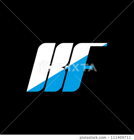 KF letter logo design on black background. KF creative initials letter logo concept. KF icon design. KF white and blue letter icon design on black background. K F 111409711