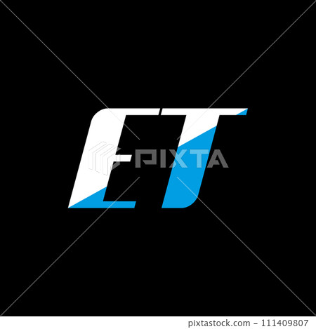 ET letter logo design on black background. ET creative initials letter logo concept. et icon design. ET white and blue letter icon design on black background. E T ET letter logo design on black background. ET creative initials letter logo concept. et icon design. ET white and blue letter icon design on black background. E T 111409807
