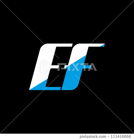 EF letter logo design on black background. EF creative initials letter logo concept. ef icon design. EF white and blue letter icon design on black background. E F 111410008