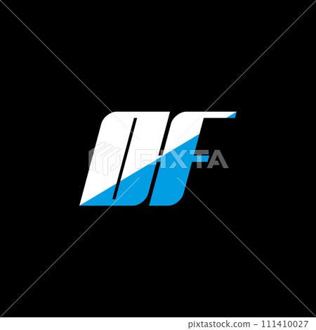 OF letter logo design on black background. OF creative initials letter logo concept. OF icon design. OF white and blue letter icon design on black background. O F 111410027