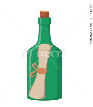 Message in the bottle. Pirates symbol stock vector illustration. Message in the bottle. Pirates symbol stock vector illustration. 111410450